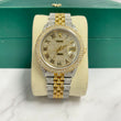 36Mm Bustdown Diamonds Rolex 2 Tone Yellow Roman Numbers Quick Set