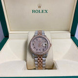 36Mm Bustdown Diamonds Rolex 2 Tone Rose Arabic Numbers Quick Set