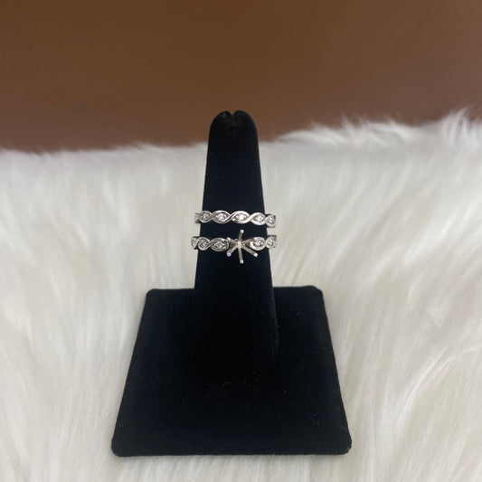 14K White Gold Diamond Luxury Wedding Setting No Stone Engagement Ring Ct Dia / 8.2gr / Size 6.5