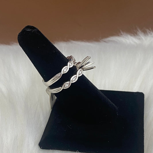 14K White Gold Diamond Luxury Wedding Setting No Stone Engagement Ring Ct Dia / 8.2gr / Size 6.5