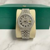 36Mm Bustdown Diamonds Rolex White Roman Numbers Quick Set