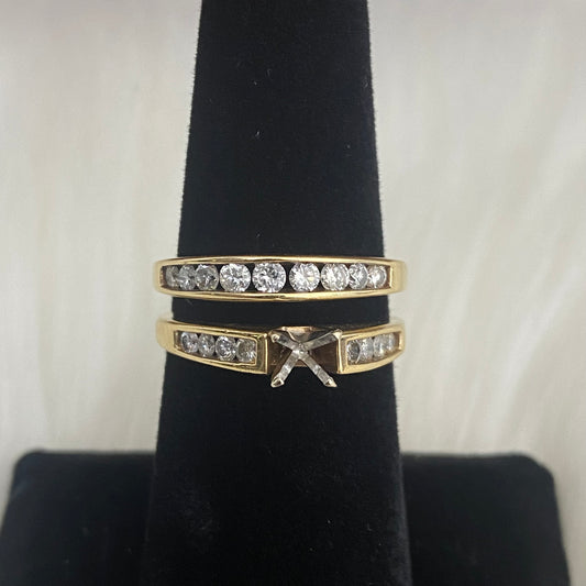 14K Yellow Gold Diamond Fashion Wedding Setting No Stone Engagement Ring Ct Dia / 5.8gr / Size 6