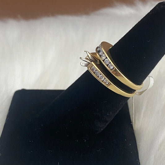 14K Yellow Gold Diamond Fashion Wedding Setting No Stone Engagement Ring Ct Dia / 5.8gr / Size 6