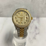 36Mm Bustdown Diamonds Rolex 2 Tone Yellow Arabic Numbers Quick-Set