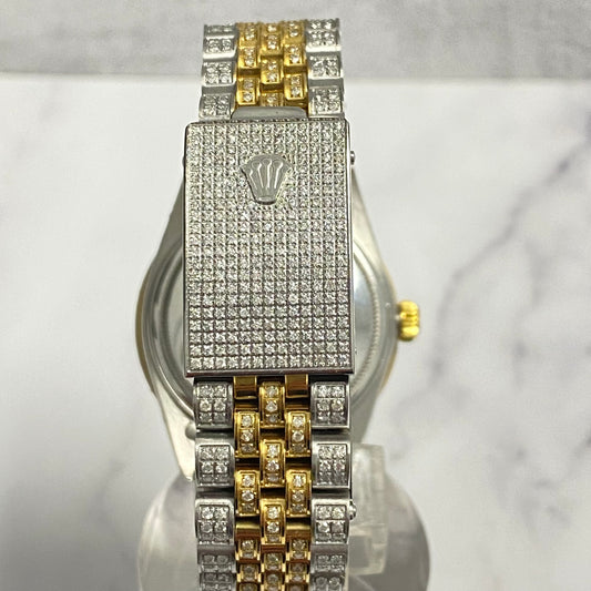 36Mm Bustdown Diamonds Rolex 2 Tone Yellow Arabic Numbers Quick-Set