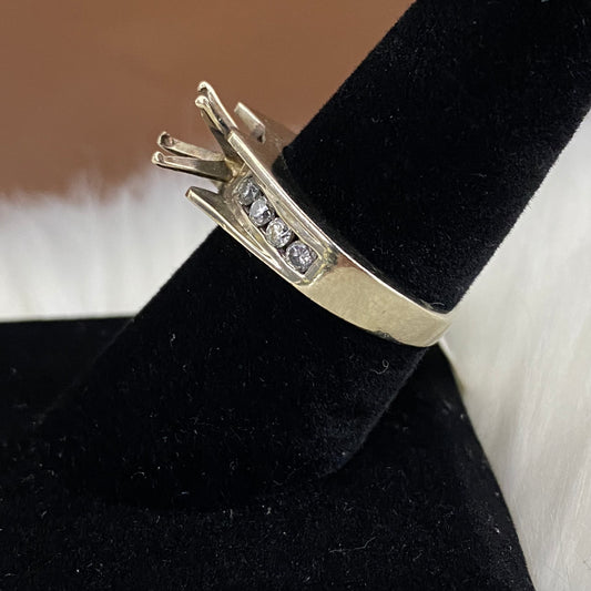 10K White Gold Diamond Fashion Wedding Setting No Stone Engagement Ring 1Ct Dia / 5.1gr / Size 8