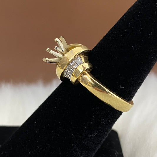 14K Yellow Gold Diamond Fashion Wedding Setting No Stone Engagement Ring Ct Dia / 7.1gr / Size 6