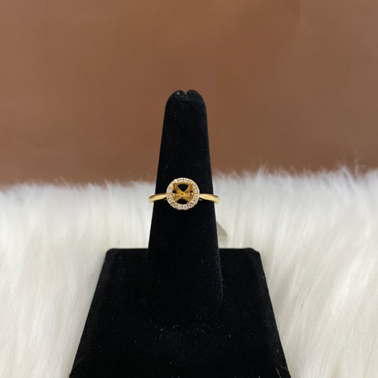 14K Yellow Gold Diamond Circle Wedding Setting No Stone Engagement Ring 0.33Ct Dia / 3.8gr / Size 6.5