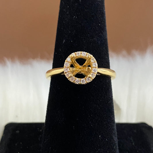 14K Yellow Gold Diamond Circle Wedding Setting No Stone Engagement Ring 0.33Ct Dia / 3.8gr / Size 6.5