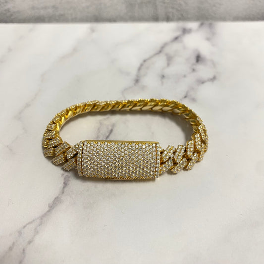 14K Yellow Gold Prong Links Bracelet Ct Dia / 86.5gr / 12mm / 7.5in