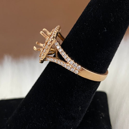 14K Rose Gold Diamond Fashion Wedding Setting No Stone Engagement Ring 1Ct Dia / 4.4gr / Size 6