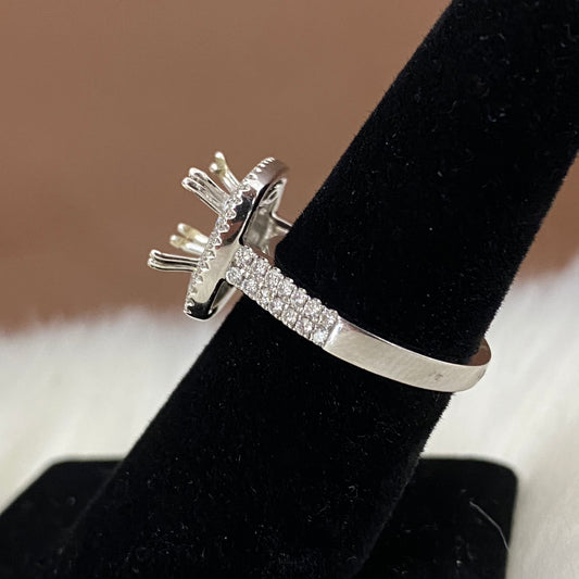 14K White Gold Diamond Fashion Wedding Setting No Stone Engagement Ring 1.50Ct/2.5Moissa / 6.2gr / Size 6