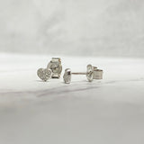 14K White Gold Diamonds Heart Stud Earrings 0.06 Ct Dia / 0.68gr / 4mm