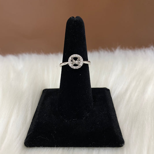 14K White Gold Diamond Circle Wedding Setting No Stone Engagement Ring 0.30Ct Dia / 3.8gr / Size 6.5