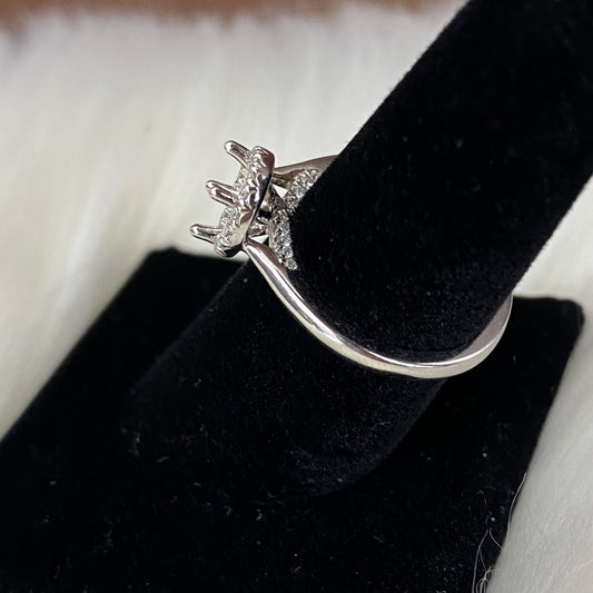 14K White Gold Diamond Circle Wedding Setting No Stone Engagement Ring 0.30Ct Dia / 3.8gr / Size 6.5