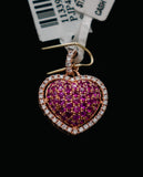 Heart Pendant 14K Rose Gold With Diamond &Ruby / 2.5gr