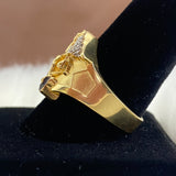 18K Yellow Gold Arcangel San Miguel Ring With Zircons / 10.4gr / Size 10.5