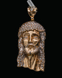 Big Jesus Christ Head Pendant 10K Yellow - White Gold With Zirconia / 44.5gr