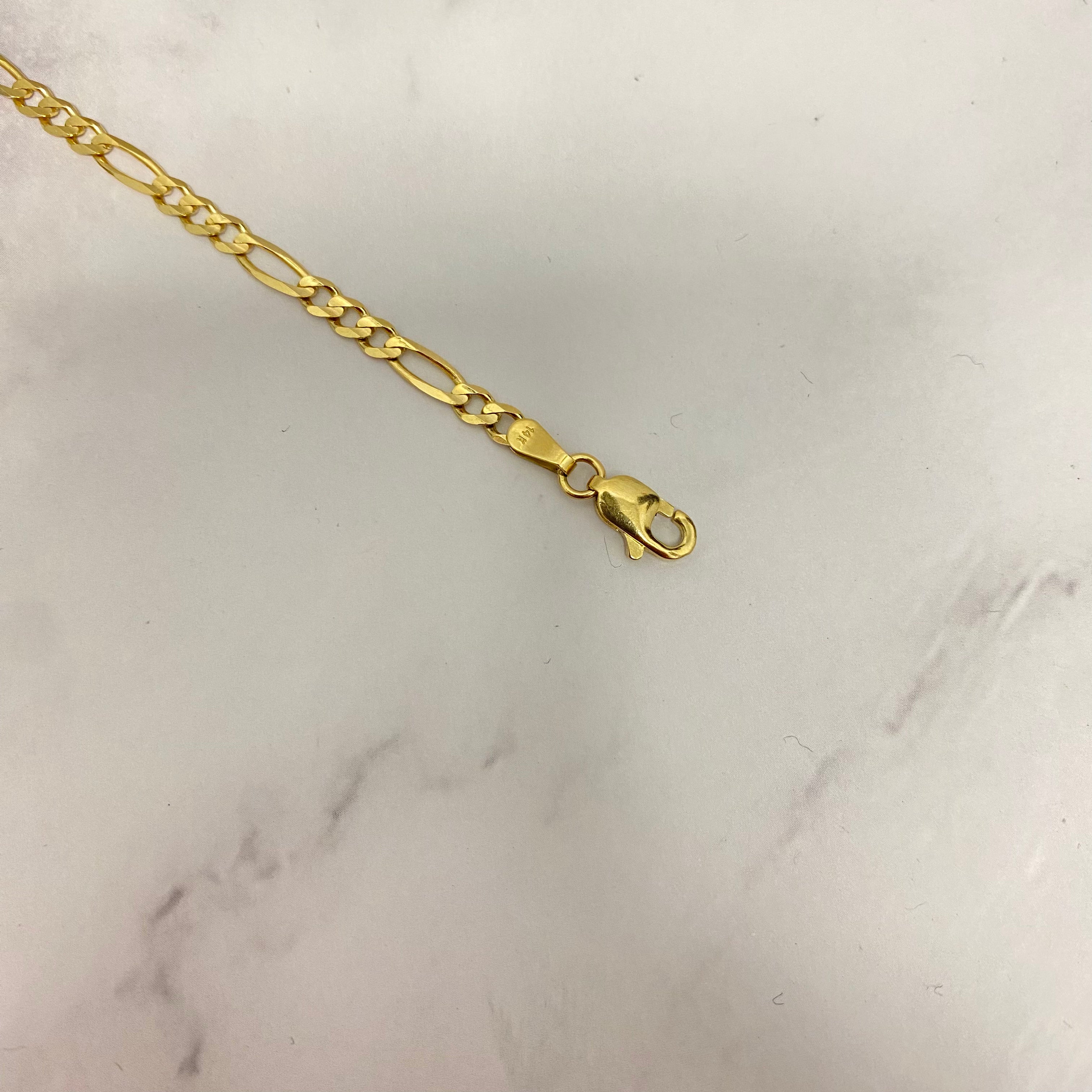 14K Yellow Gold Figaro Anklet / 3.8gr / 3mm / 10in