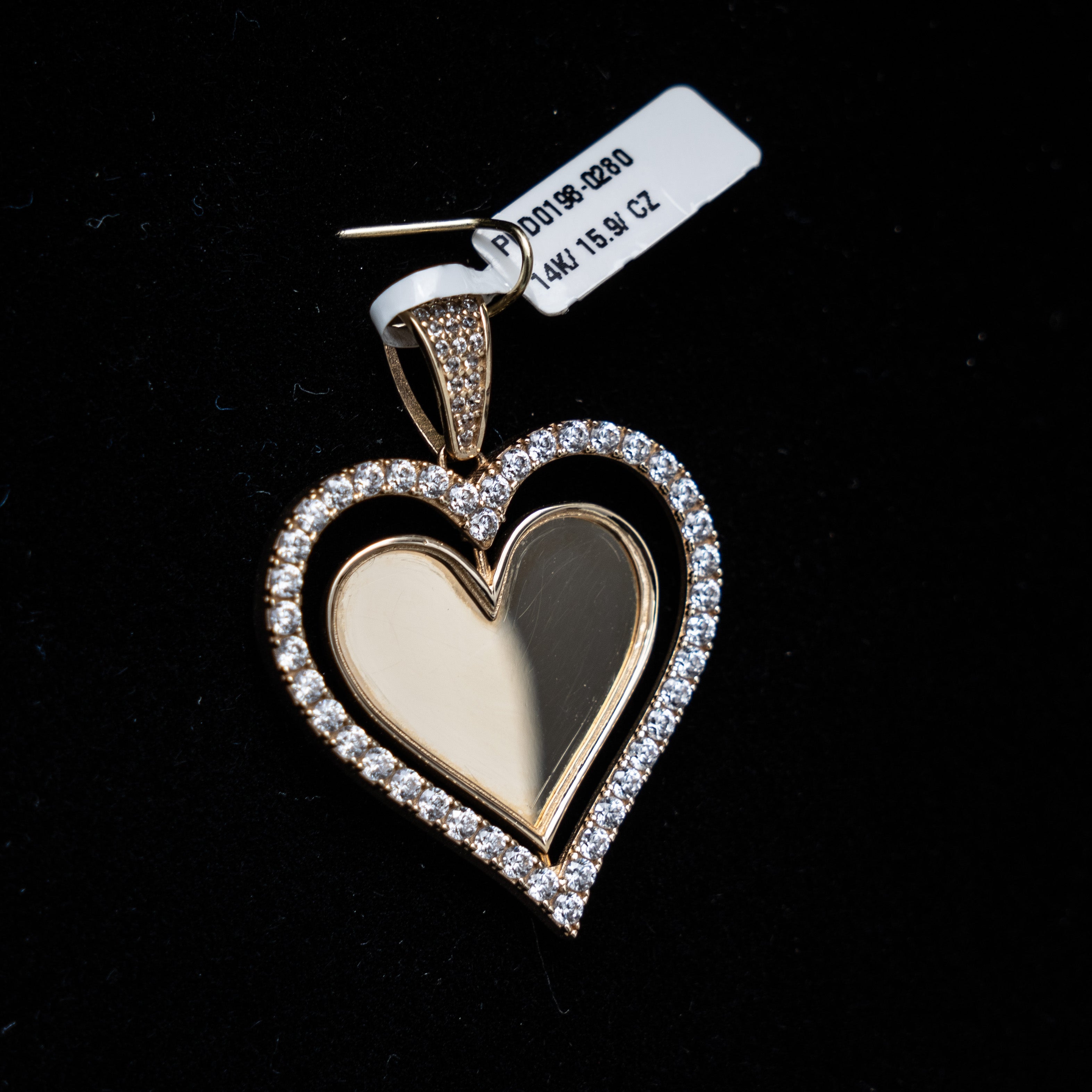 Heart Frame Pendant 14K Yellow Gold With Zirconia / 45174gr