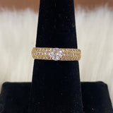 18K Yellow Gold Luxury Ring With Zircons / 2.8gr / Size 7