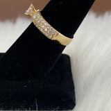 18K Yellow Gold Luxury Ring With Zircons / 2.8gr / Size 7