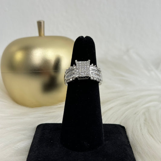 14K White Gold Diamond Luxury Engagement Ring Ct Dia / 7.3gr / Size 5