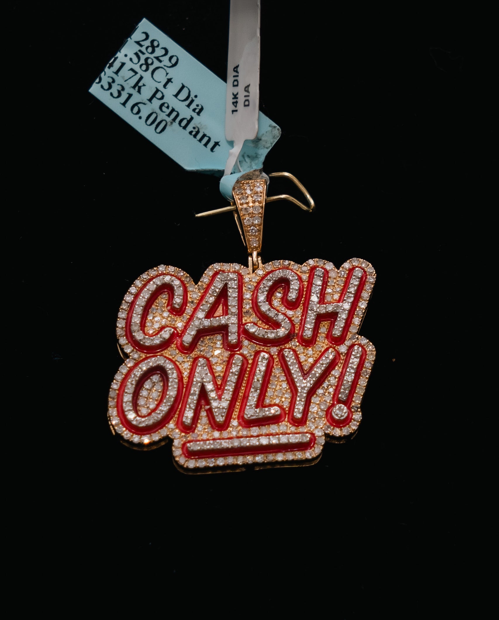 Cash Only Pendant 14K Yellow Gold With Diamond / 10.8gr