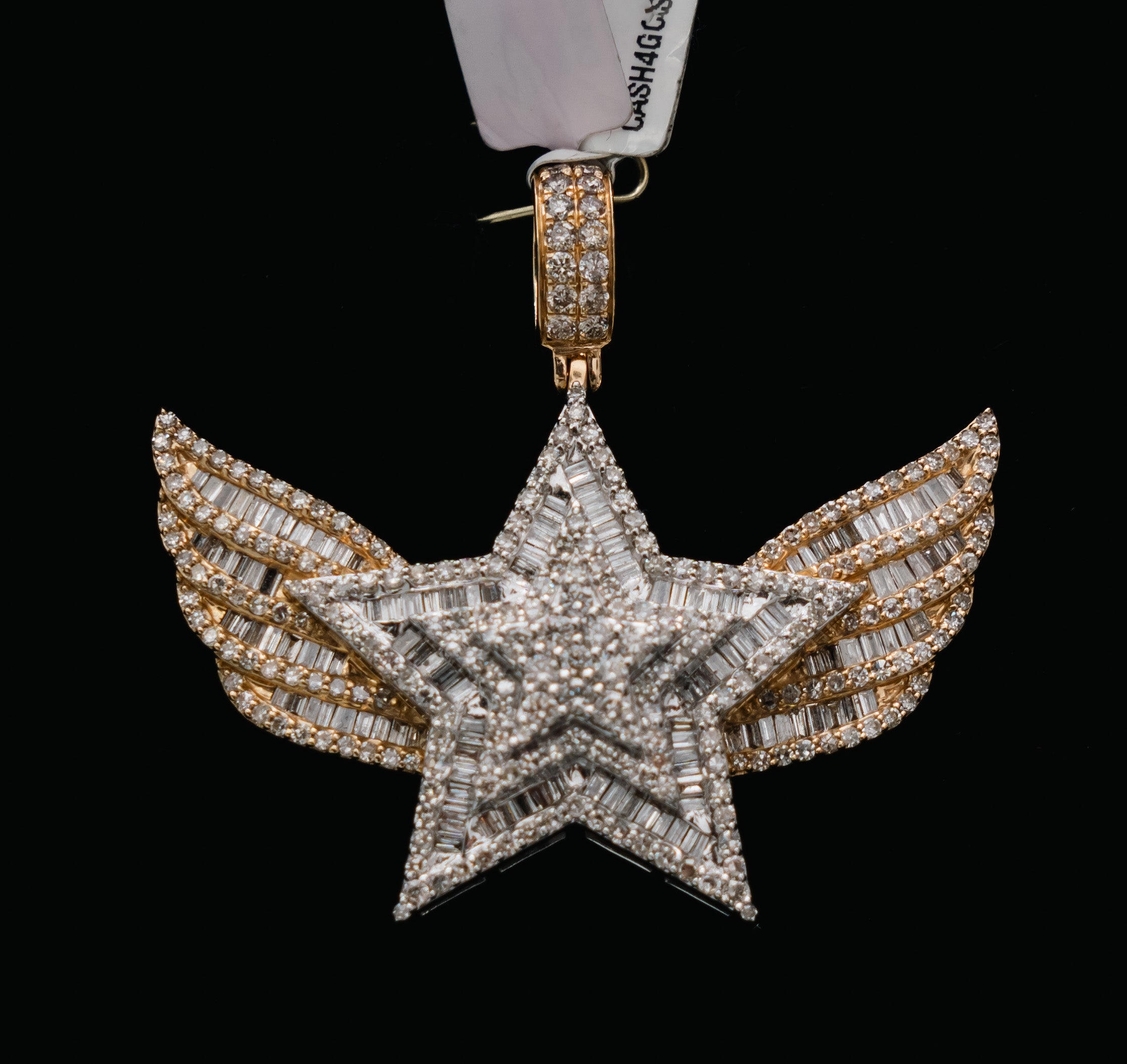 Angel Star Pendant 14K Yellow Gold With Diamond 4,02ct / 16gr