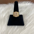 18K Three Colour Gold Horseshoe Ring With Zircons / 13.1gr / Size 10