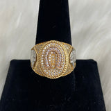 18K Three Colour Gold Horseshoe Ring With Zircons / 13.1gr / Size 10