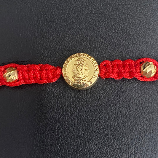 18K Yellow Gold Tejido Virgen De Guadalupe Bracelet Adjustable / 1.18gr