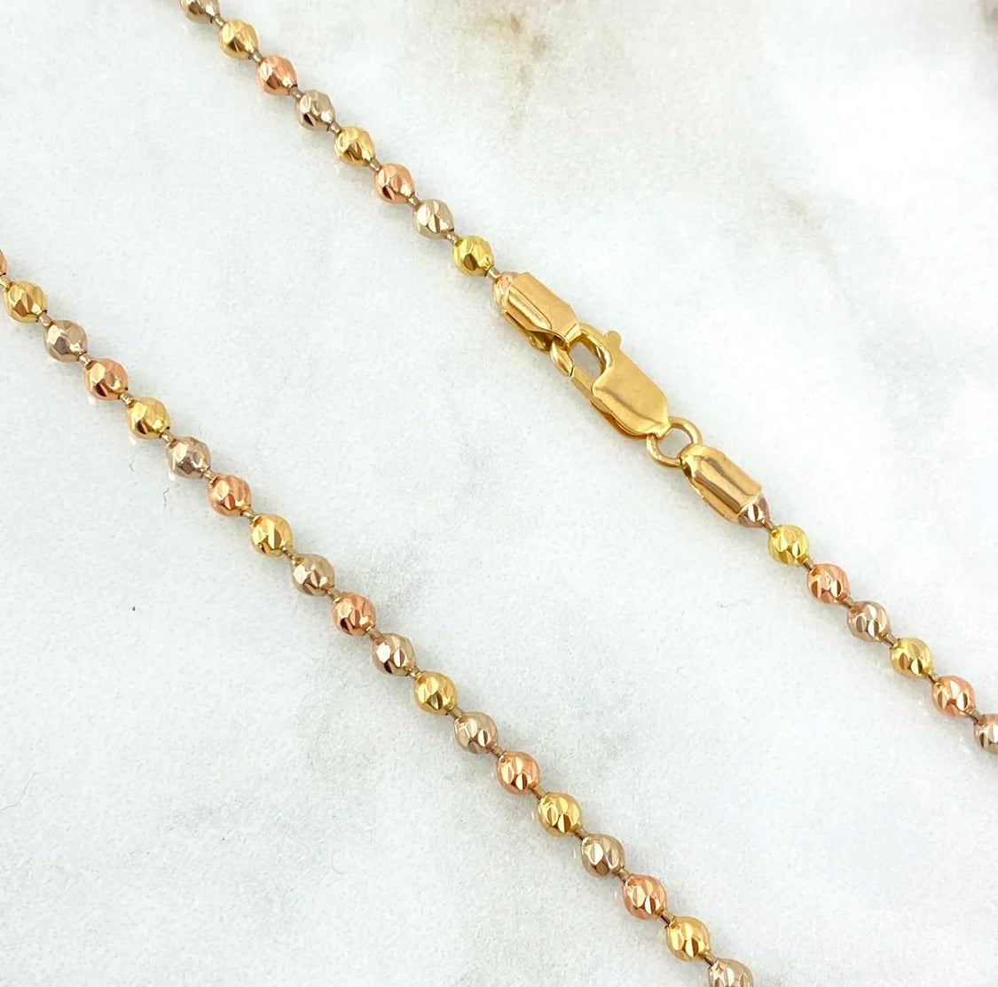 18K Three Colour Gold Military Balls Diamond Cut Chain / 21gr / 3mm / 24.5in