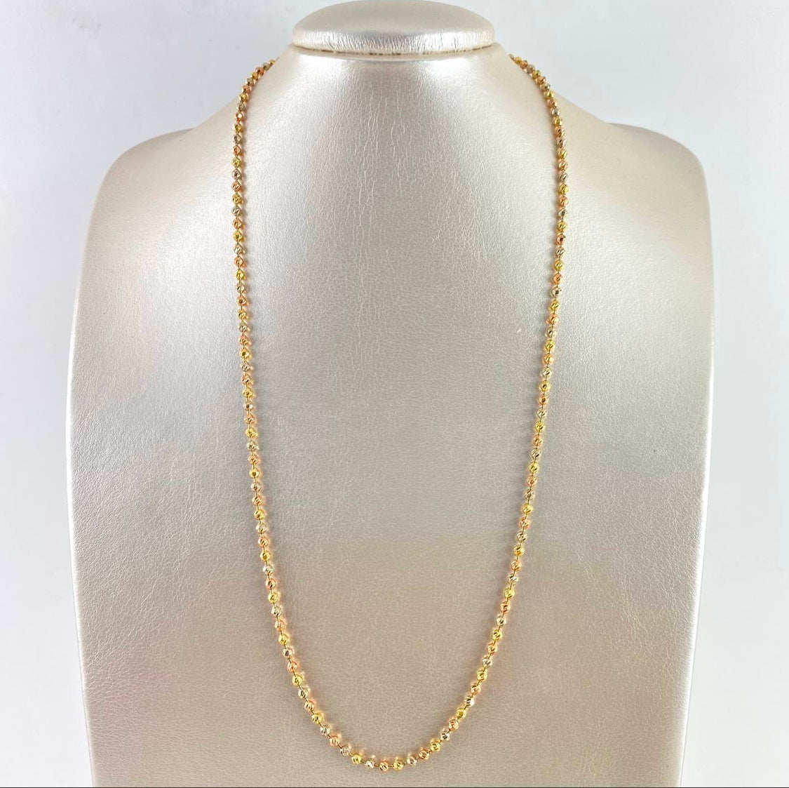 18K Three Colour Gold Military Balls Diamond Cut Chain / 21gr / 3mm / 24.5in