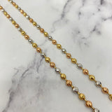 18K Three Colour Gold Military Balls Diamond Cut Chain / 26.1gr / 3.8mm / 24in