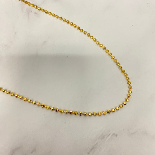 18K Yellow Gold Military Balls Diamond Cut Chain / 6.8gr / 2mm / 18in