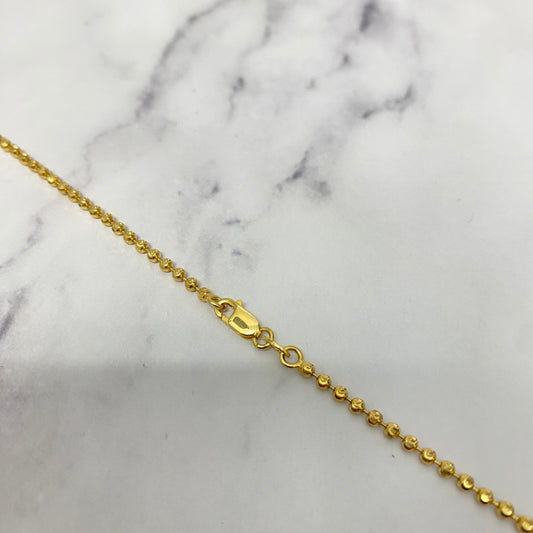 18K Yellow Gold Military Balls Diamond Cut Chain / 6.8gr / 2mm / 18in