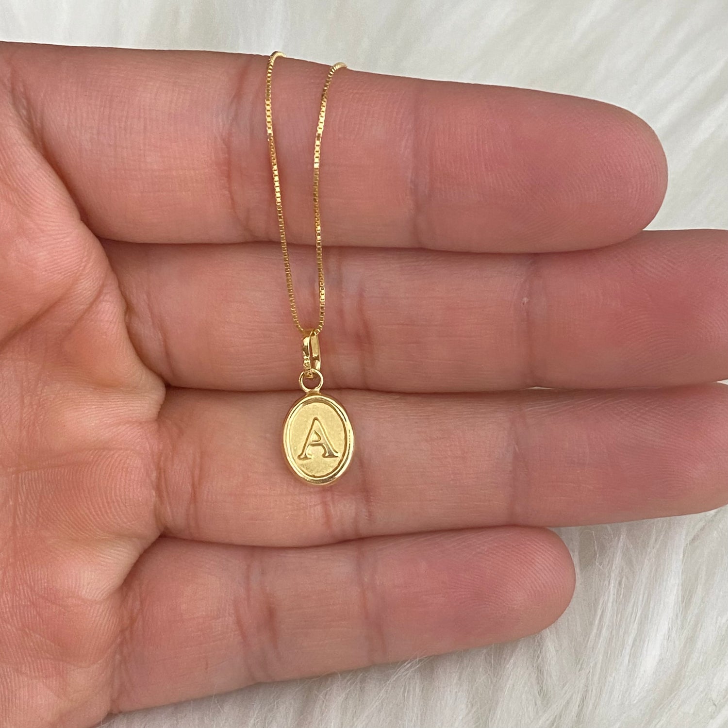 18K Yellow Gold Letter A Jewelry Set / 1.67gr / 0.6mm / 20in
