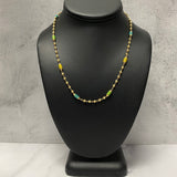 18K Yellow Gold Rustic Cylinder-Military Balls Diamond Cut Chain Colored Rubber / 8.1gr / 4mm / 18in