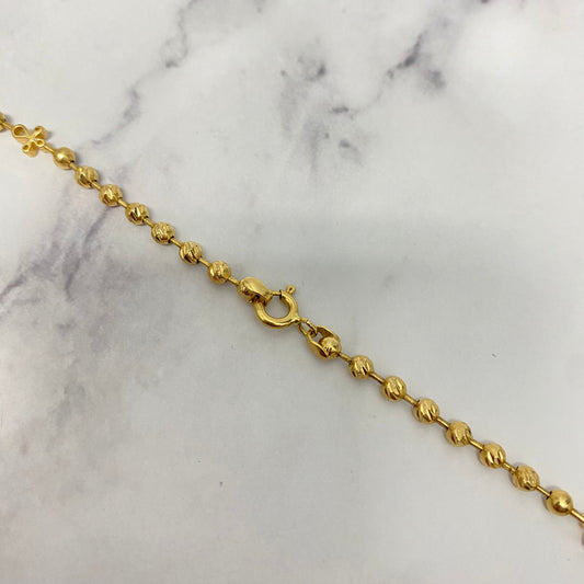 18K Yellow Gold Military Balls Diamond Cut-Crosses Chain / 15.5gr / 3.2mm / 20in