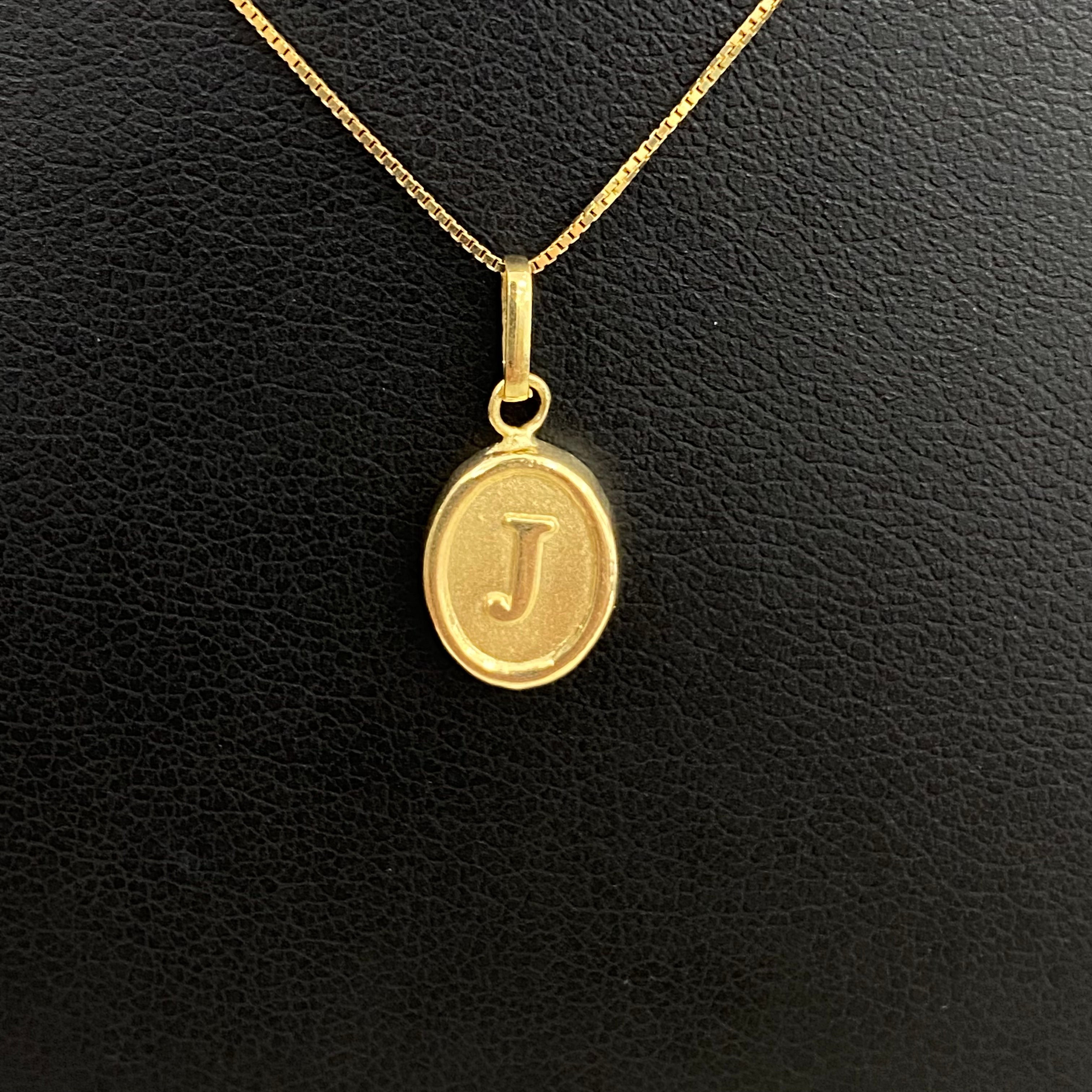 18K Yellow Gold Letter J Jewelry Set / 1.6gr / 15in