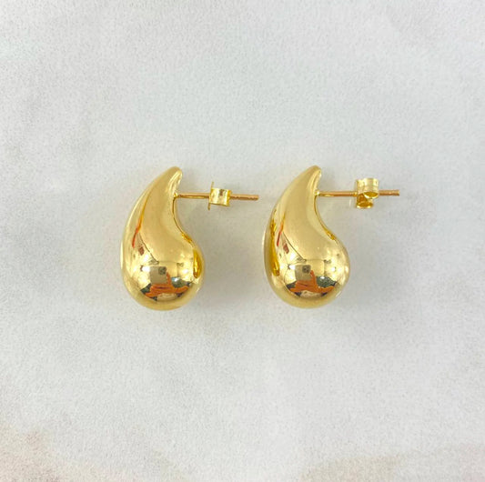18K Yellow Gold Drop Stud Earrings / 4gr