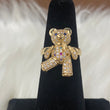 18K Yellow Gold Bear Articulate Ring With Color Zircons / 5.6gr / Size 5,5