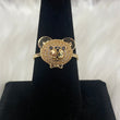 18K Yellow Gold Bear Ring With White/Black Zircons / 5gr /  Size 8