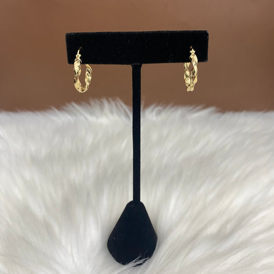 18K Yellow Gold Luxury Hoop Earrings / 1.65gr