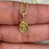 18K Yellow Gold Letter R Pendant / 0.50gr