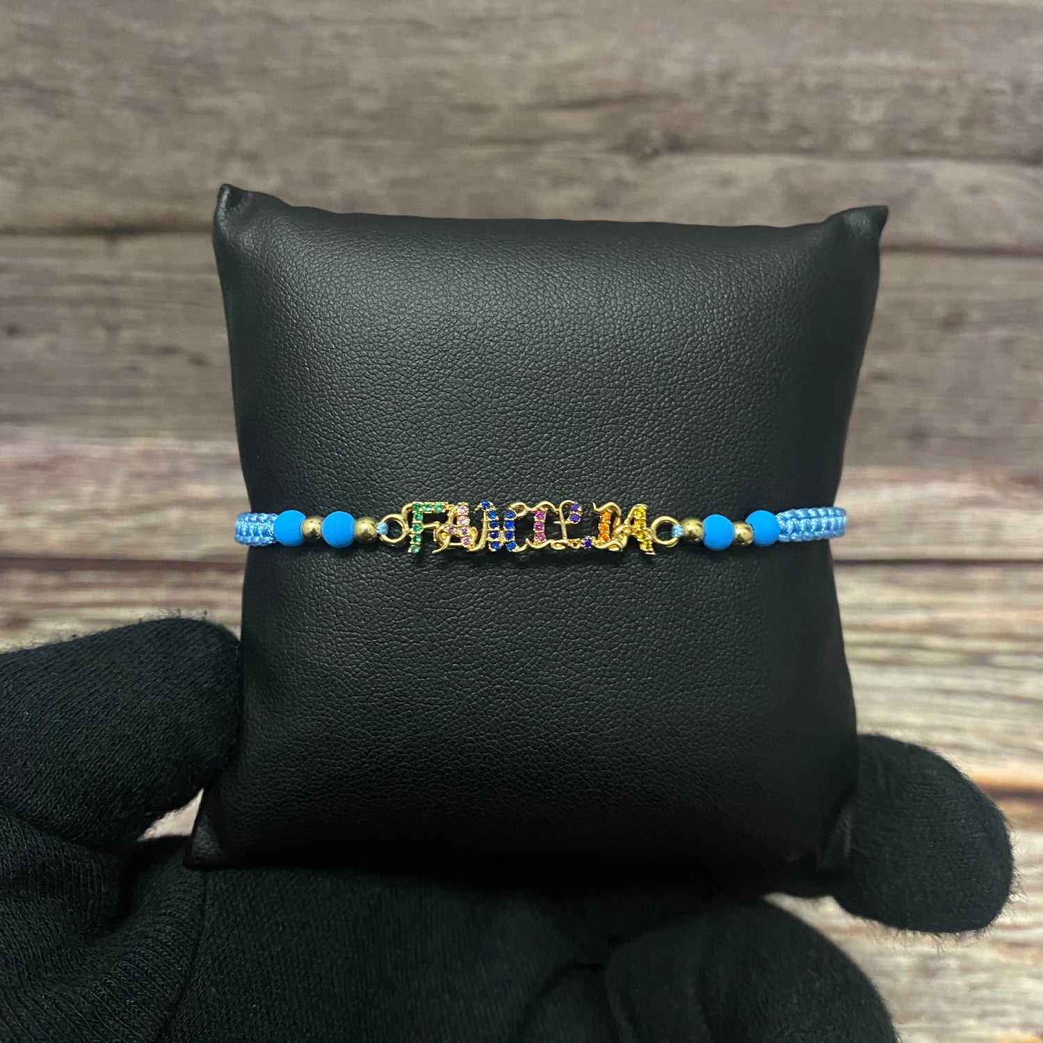 18K Yellow Gold Tejida Familia-Smooth Balls Bracelet With Colored Zircons-Adjustable / 1.5gr