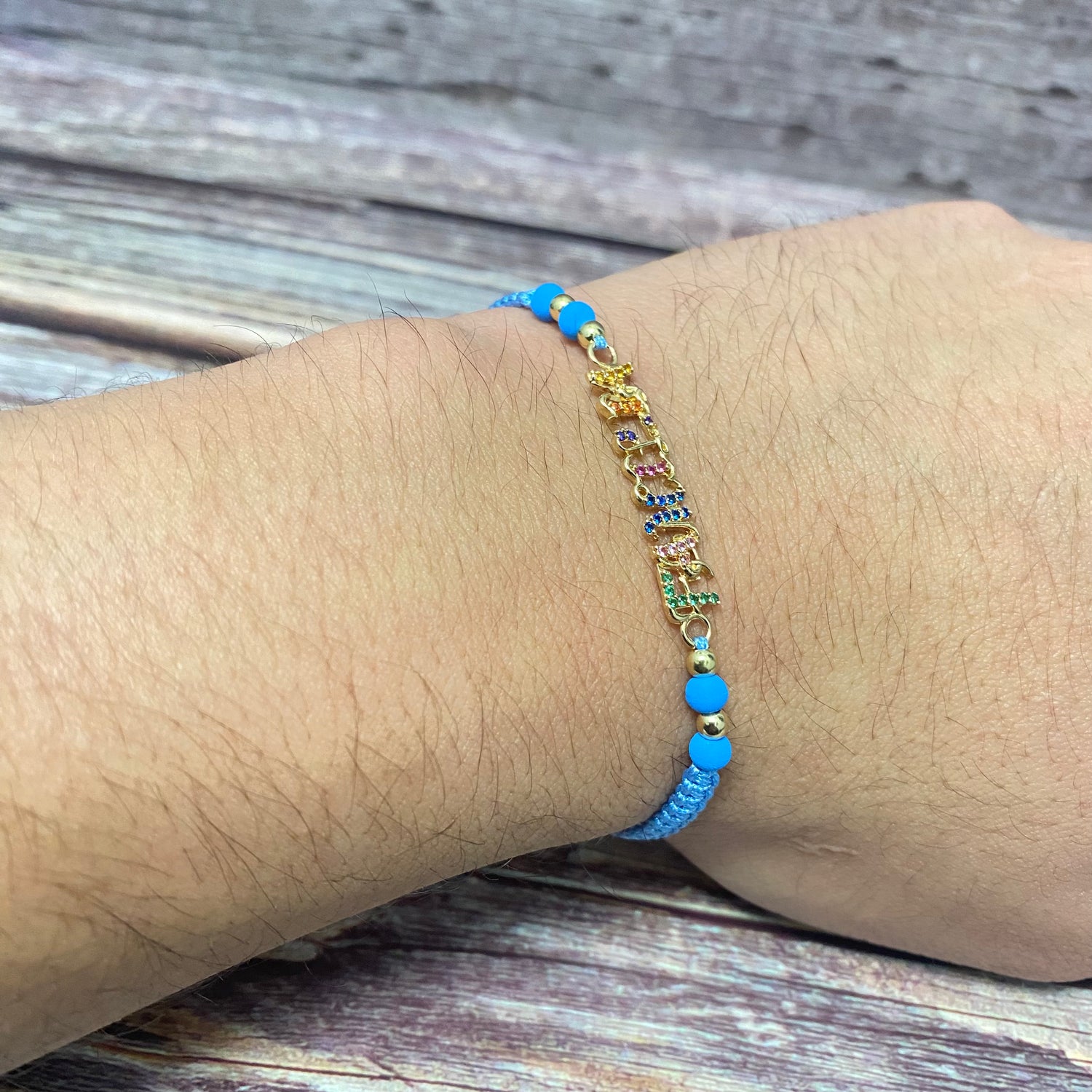 18K Yellow Gold Tejida Familia-Smooth Balls Bracelet With Colored Zircons-Adjustable / 1.5gr