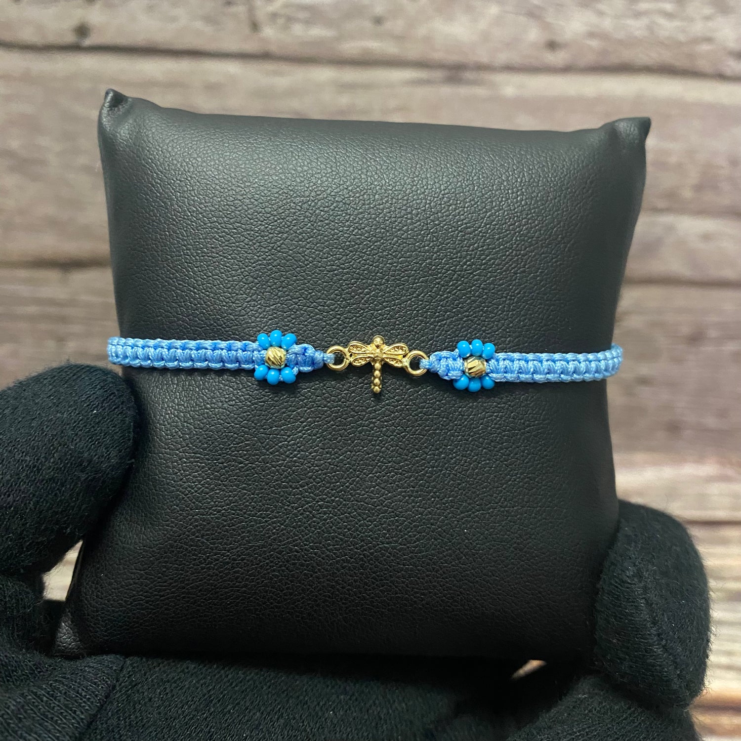18K Yellow Gold Tejida Dragon-Fly-Diamond Cut Balls Bracelet Adjustable / 0.51gr