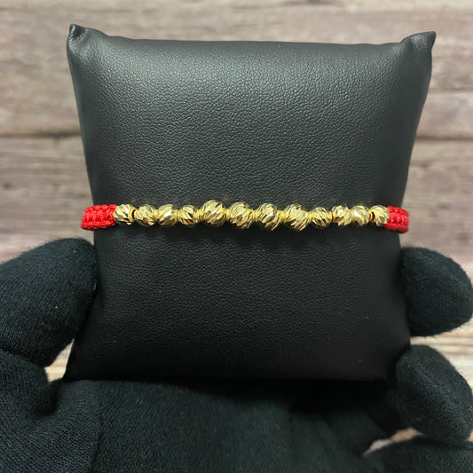 18K Yellow Gold Tejida Luxury-Diamond Cut Balls Bracelet Adjustable / 2.96gr